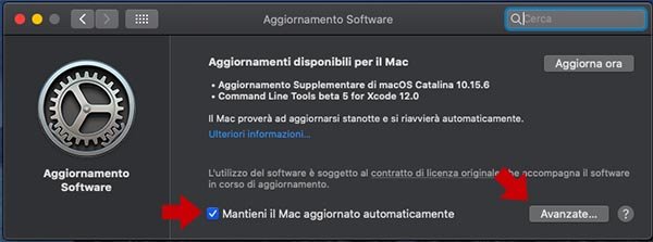 come abilitare aggiornamenti automatici Mac