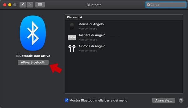 come attivare Bluetooth su Mac